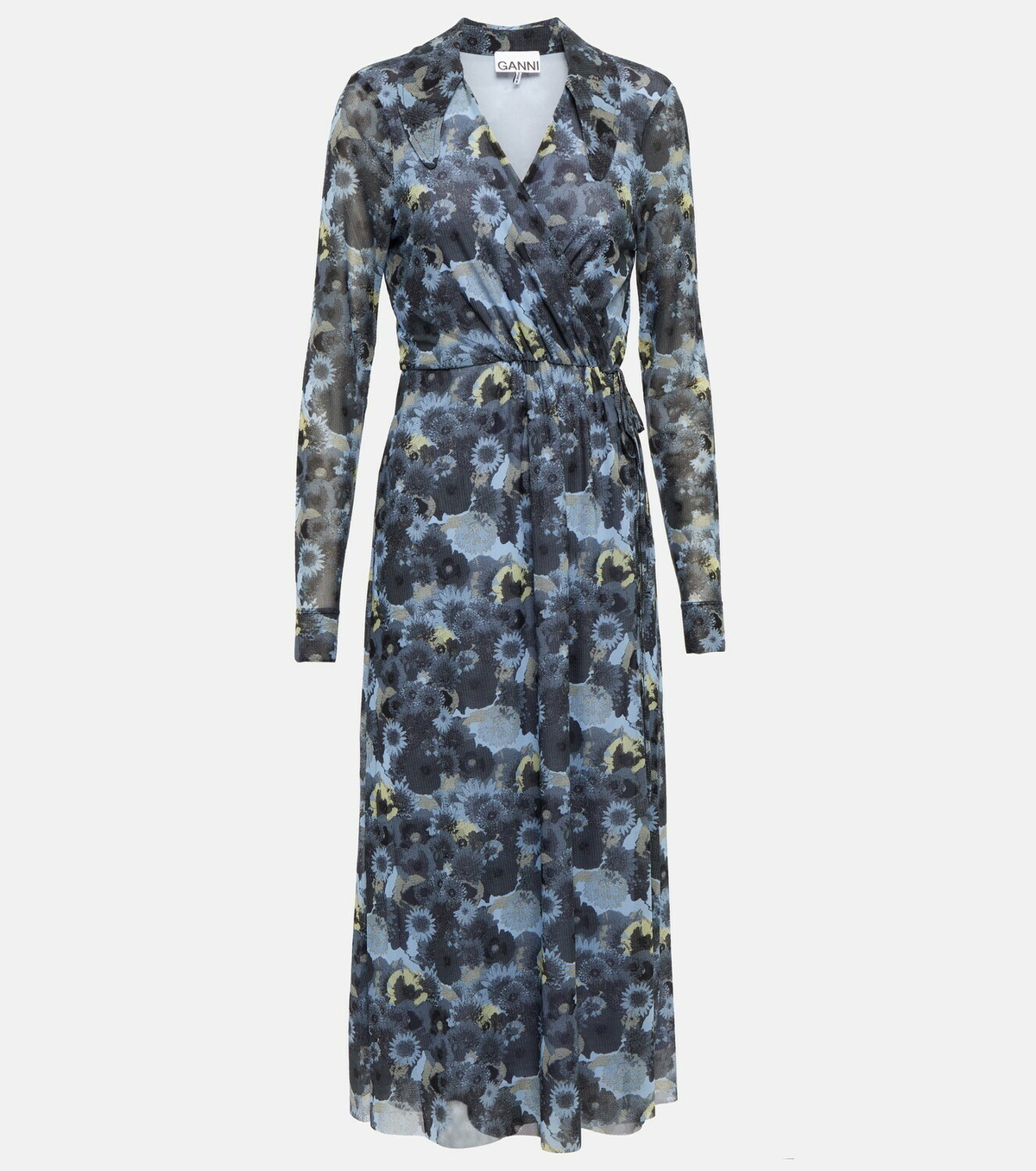 knee length dresses for ladies Ganni Wrap Midi Dress