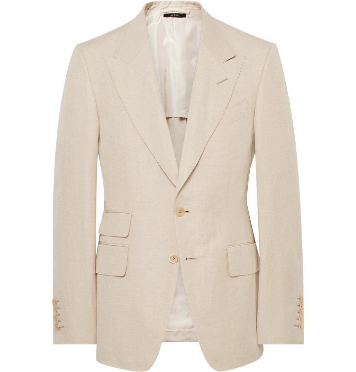 Photo: TOM FORD - Beige Shelton Slim-Fit Silk and Linen-Blend Suit Jacket - Men - Beige