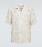 Brunello Cucinelli Paisley linen bowling shirt