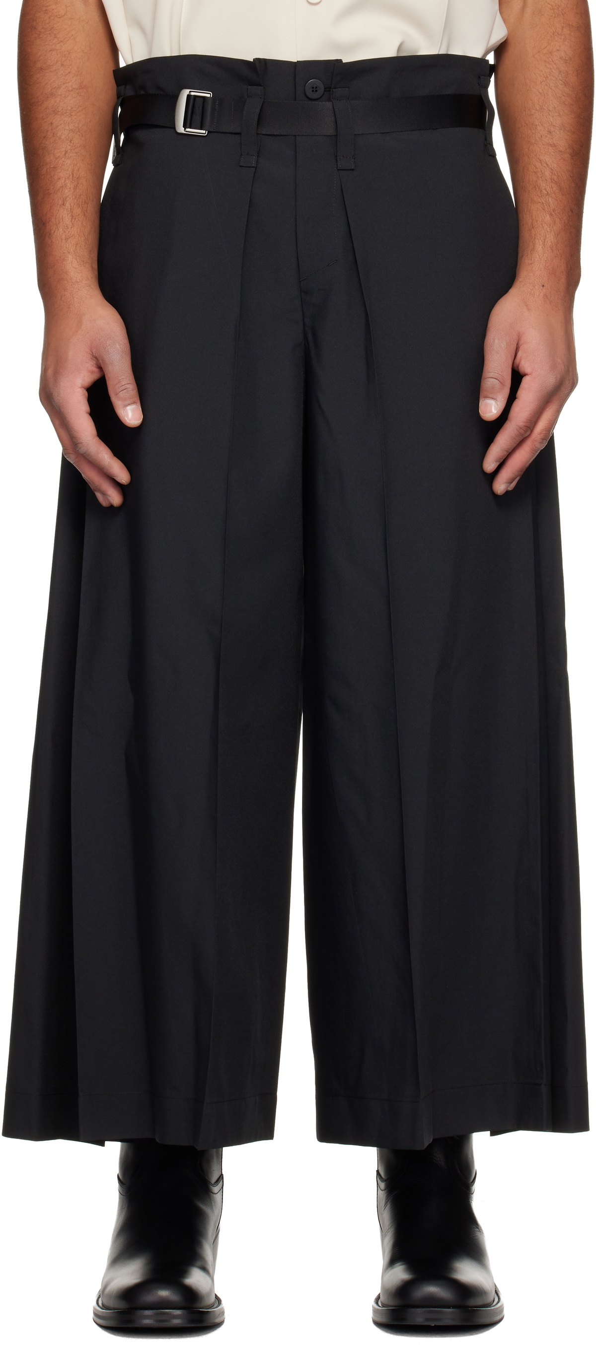 132 5. ISSEY MIYAKE Black Flat Square Trousers