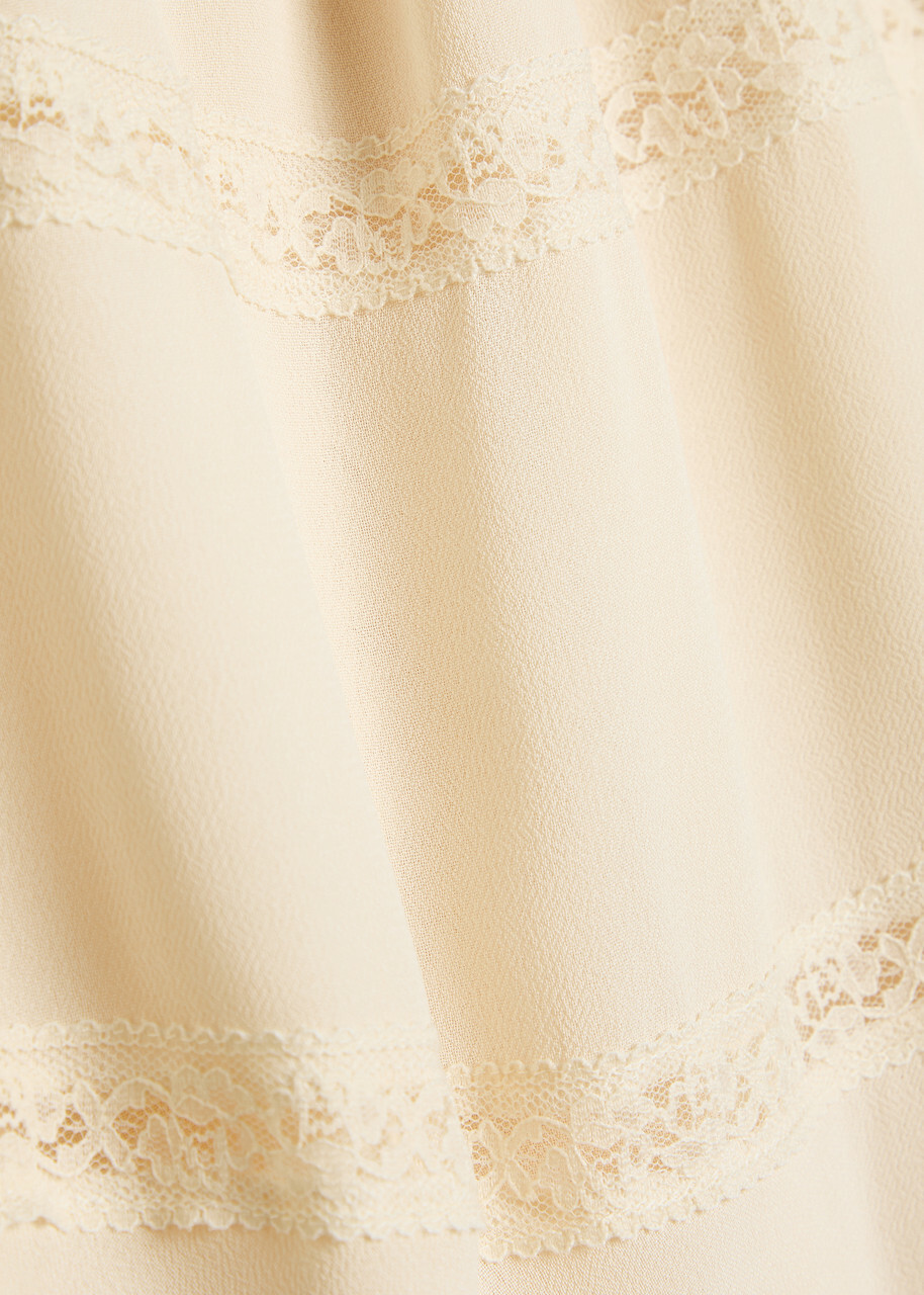 Reformation Laverna Lace-trim Chiffon Midi Dress Cream