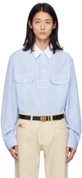 Versace Blue & White Striped Shirt