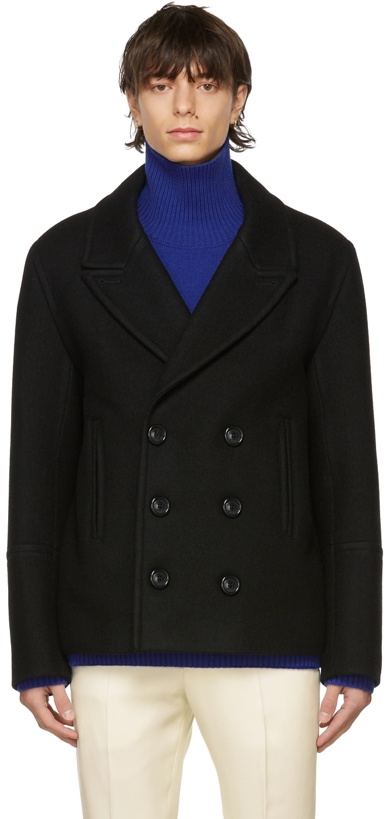 Photo: AMI Alexandre Mattiussi Black Double-Face Felted Broadcloth Coat