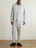 11.11/eleven eleven - Striped Organic Cotton Drawstring Trousers - Blue