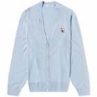 Maison Kitsuné Men's Dressed Fox Patch Relaxed Cardigan in Pale Blue