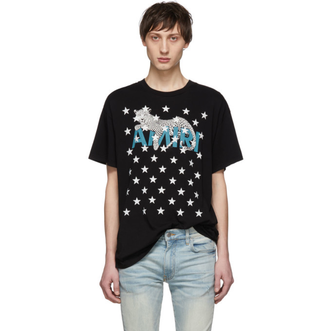 Amiri Black Leopard Star T-Shirt Amiri