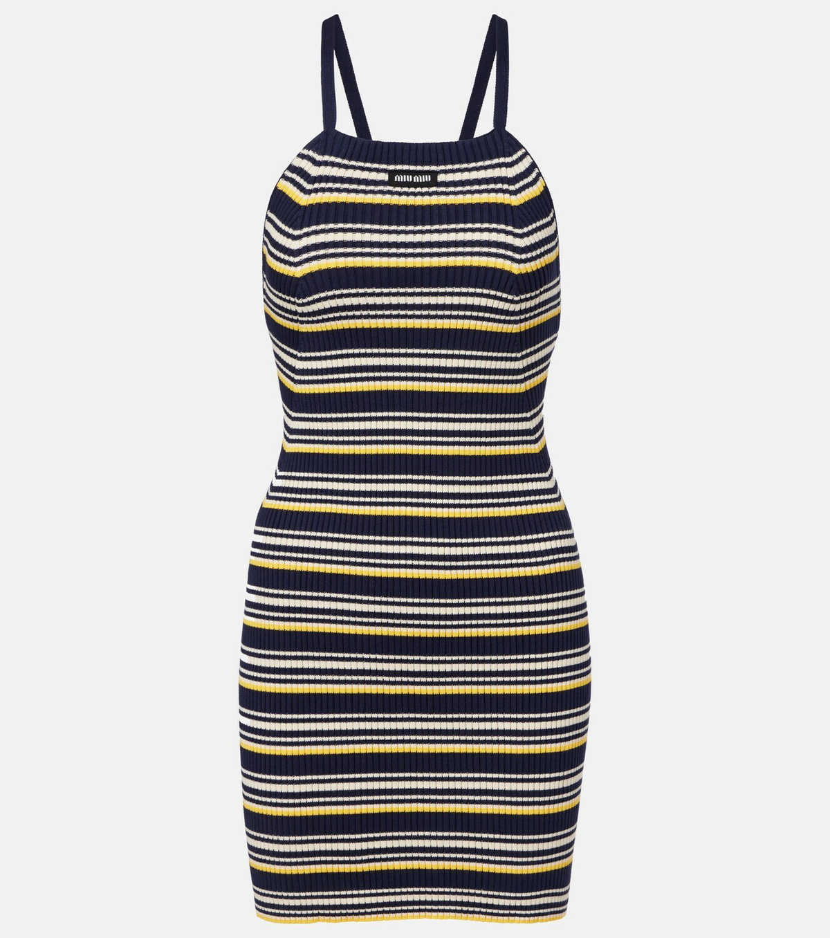 Miu Miu Striped open-back cotton-blend minidress