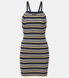 Miu Miu Striped open-back cotton-blend minidress