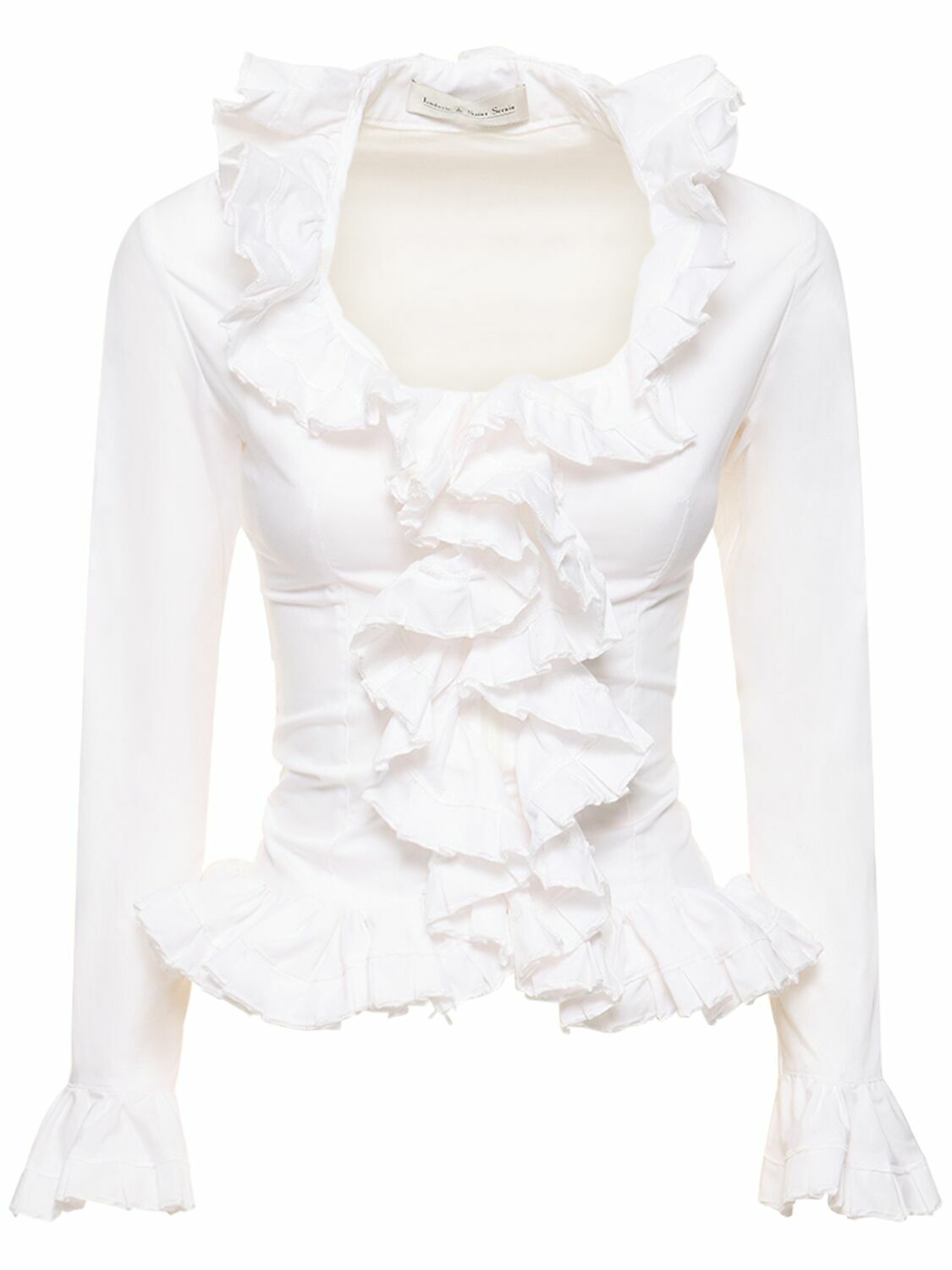 LUDOVIC DE SAINT SERNIN Ruffled Poplin Long Sleeve Shirt