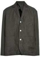Jacquemus La Veste Pastro Striped Linen Jacket Dark Grey