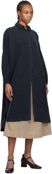 CASEY CASEY Navy Yuki Lounge Shirt Midi Dress