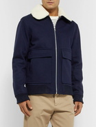 A.P.C. - Shearling-Trimmed Wool-Blend Twill Blouson Jacket - Blue