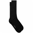 Margaret Howell Men's Merino Wide Rib Sock in Black