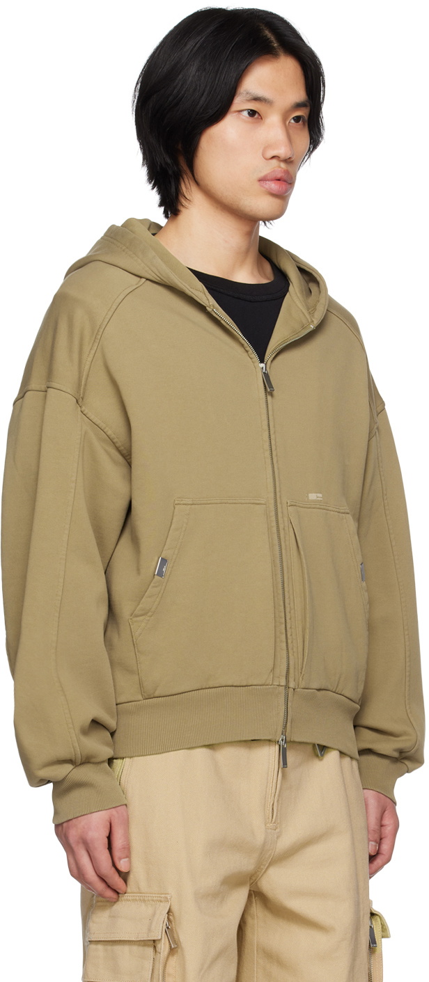 C2H4 Khaki Profile Zipper Hoodie