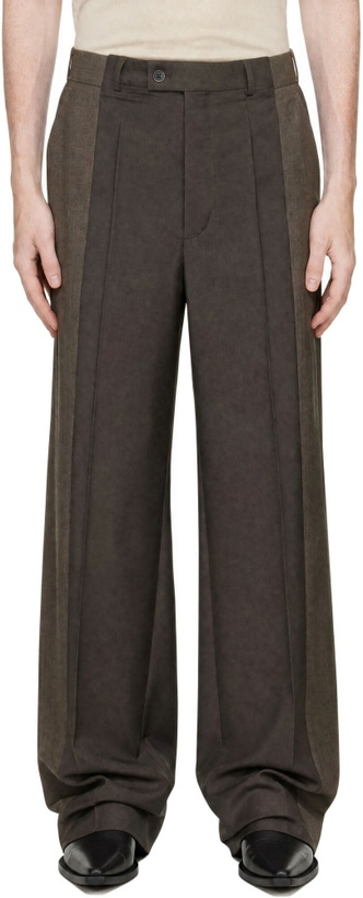 Photo: Maison Margiela Taupe Two-Tone Wool Trousers