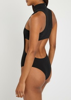 Courrèges Mock Neck Crepe Jersey Bodysuit Black