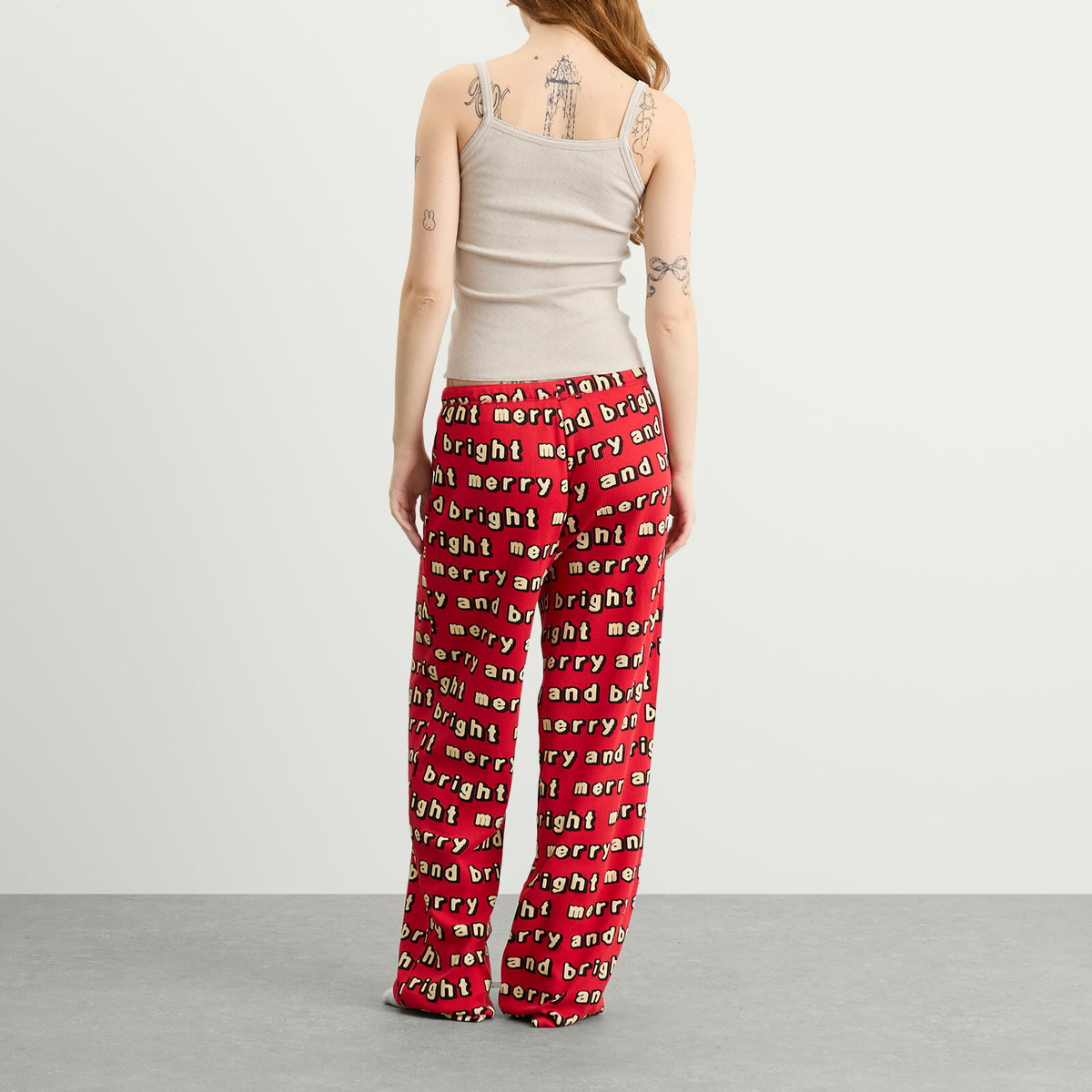SKIMS Women's x CPFM Tank Top & Modal Waffle Pant Sleep Set in Stone Jingle Bells