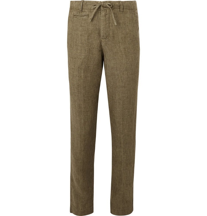 Photo: MAN 1924 - Army-Green Tomi Slim-Fit Tapered Linen Drawstring Suit Trousers - Green