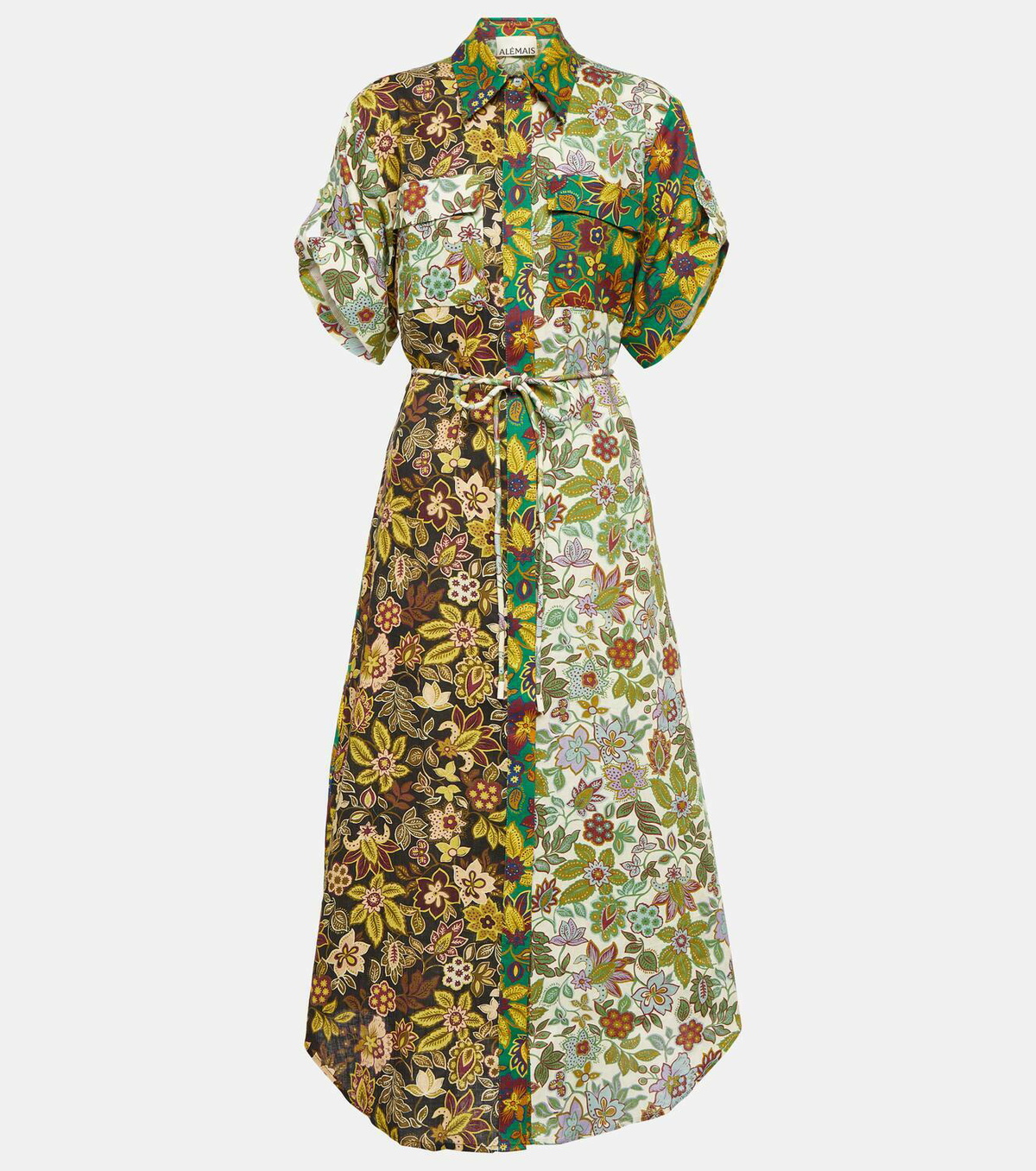 knee length dresses for ladies Babakud Women Patchwork Cotton Linen Midi Dress main image 0