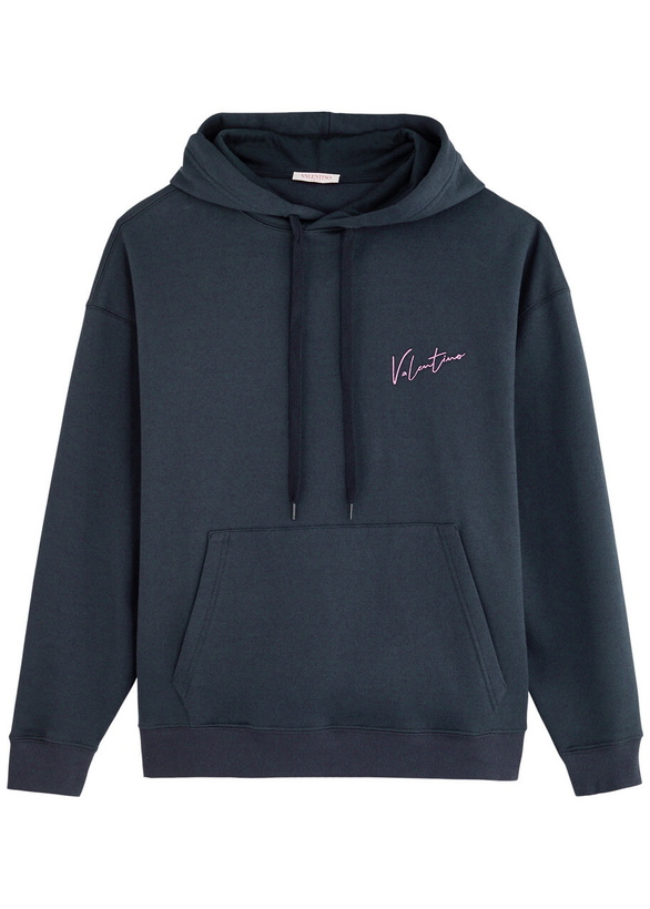 Photo: Valentino Logo Jersey Hooded Sweatshirt Navy
