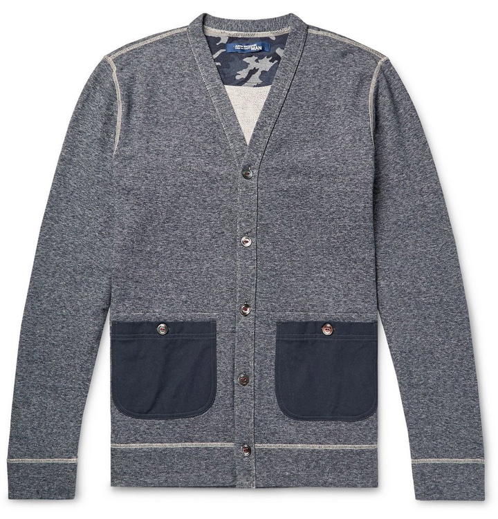 Photo: Junya Watanabe - Slim-Fit Ripstop-Trimmed Mélange Cotton-Jersey Cardigan - Navy