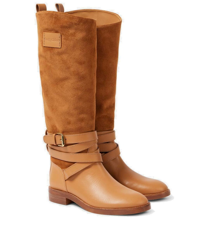 Photo: See By Chloé Anim suede-trimmed leather knee-high boots