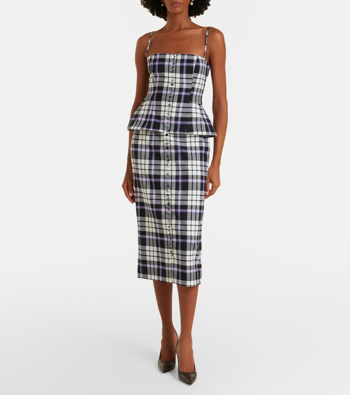 Carolina Herrera Checked trompe l’œil wool midi dress