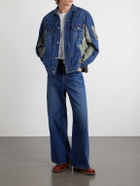 Sacai - Distressed Shell-Trimmed Denim Jacket - Blue