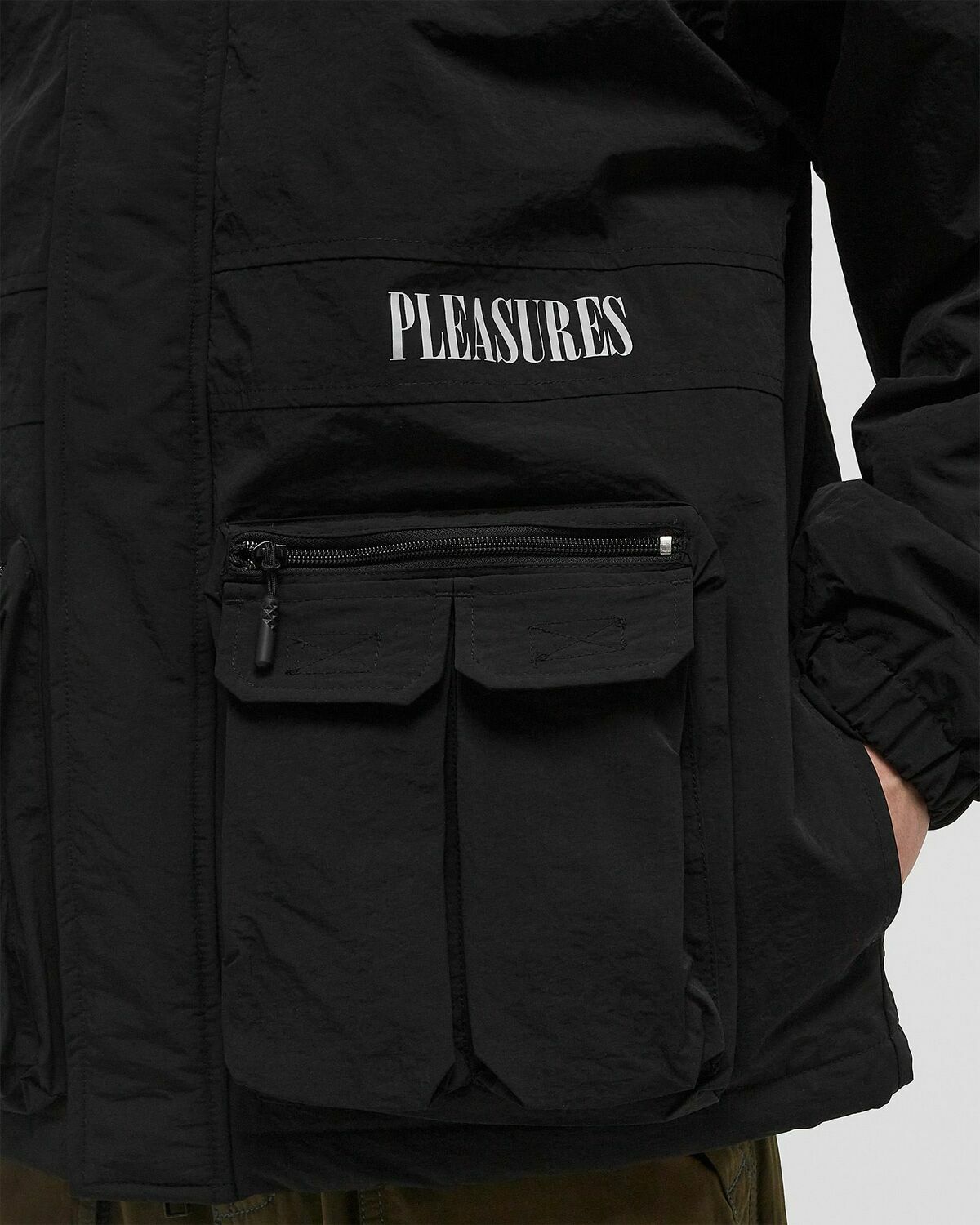 Pleasures RUN HOODED JACKET Black Mens Windbreaker