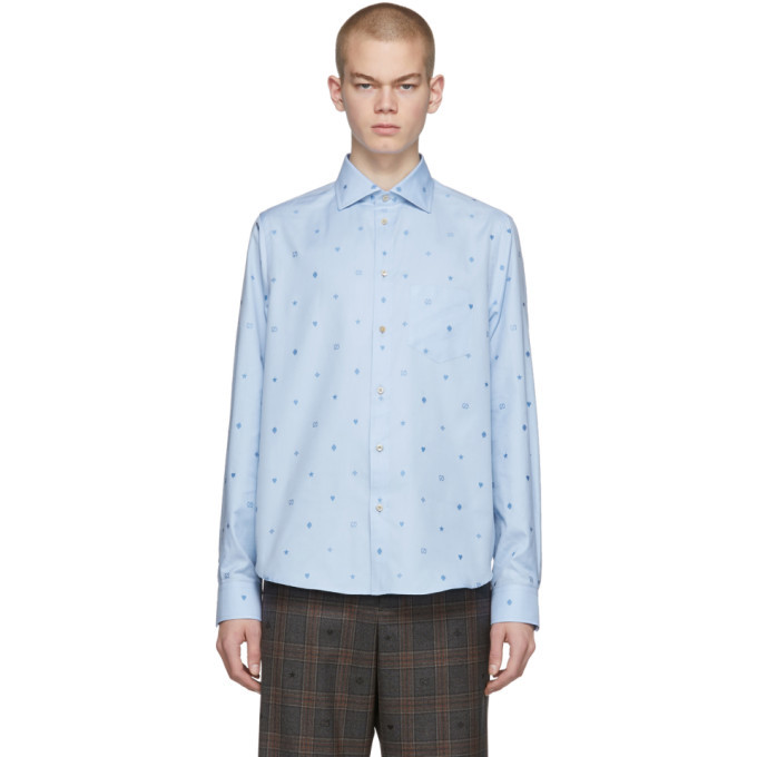 Photo: Gucci Blue Cotton Symbols Shirt