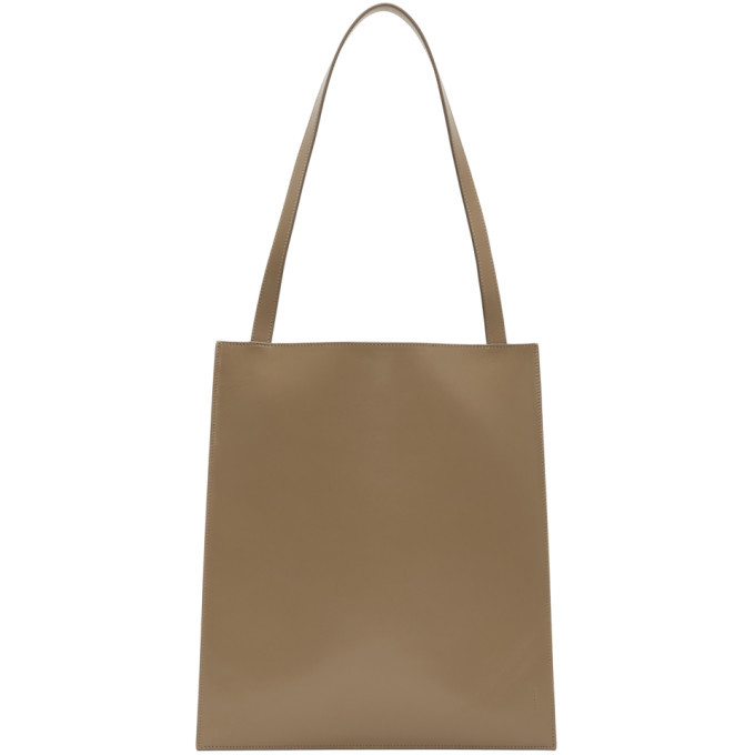 The Row Tan Leather Flat Tote The Row