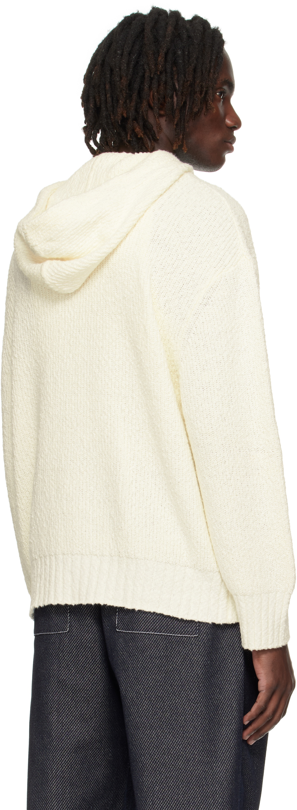 COMMAS Off-White Relaxed Knit Hoodie