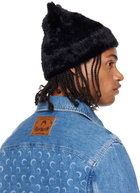 Marine Serre Black Wild Fluffy Knit Kawaii Beanie