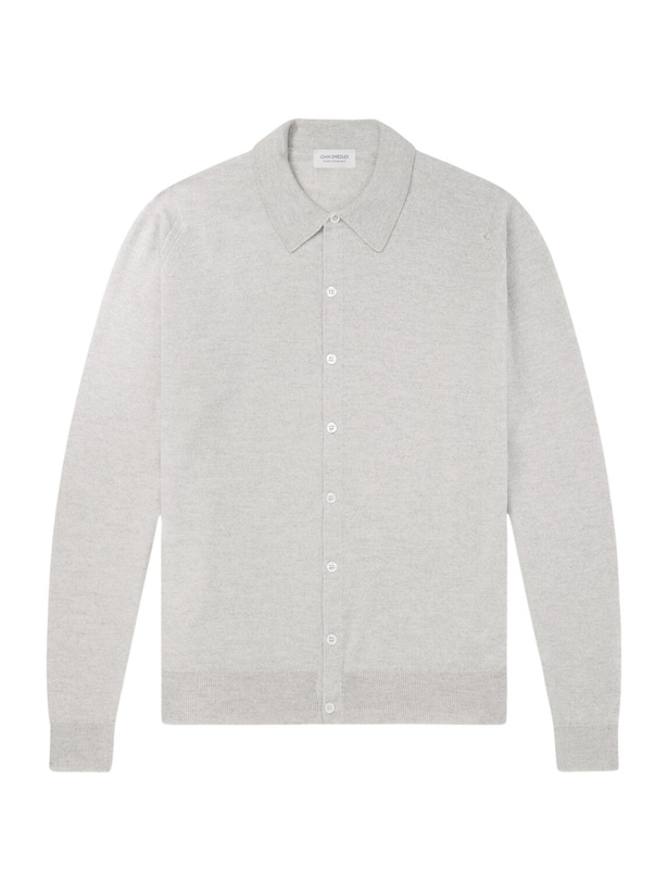Photo: John Smedley - Tibor Merino Wool Cardigan - Gray
