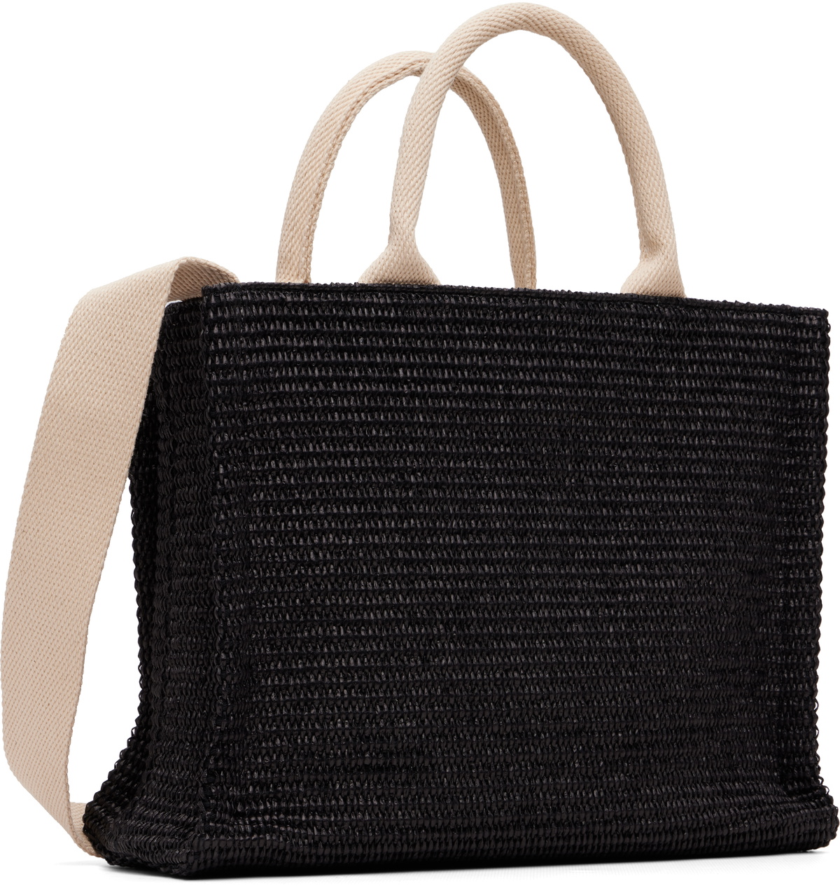 Marni Black Raffia-Effect Small Tote