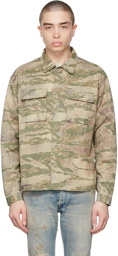 John Elliott Green Camo Military Shirt