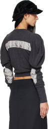 OPEN YY Gray Slouchy Puff Panel Cardigan