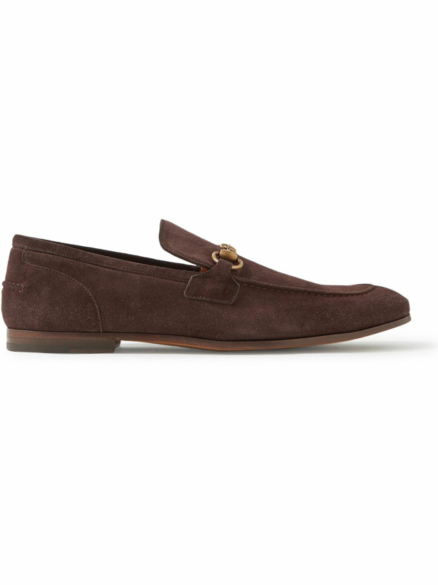 Photo: GUCCI - Jordaan Horsebit Suede Loafers - Brown