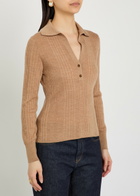 Veronica Beard Rouni Ribbed Merino-wool top Khaki