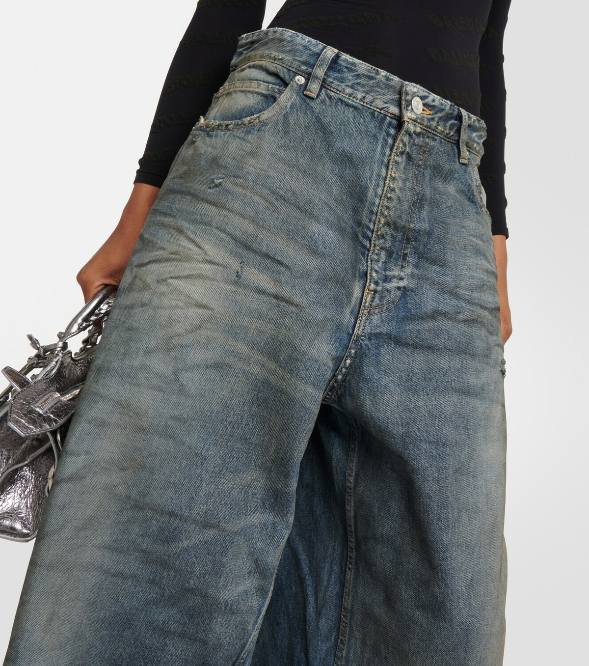 【Balenciaga】 Jeanミディスカート Balenciaga Lace-Up Denim Midi Skirt - Bergdorf Goodman