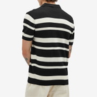 Percival Men's Paros Stripe Polo Shirt in Black/Ecru
