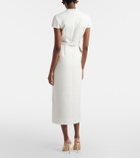 Oscar de la Renta Embellished belted tweed midi dress