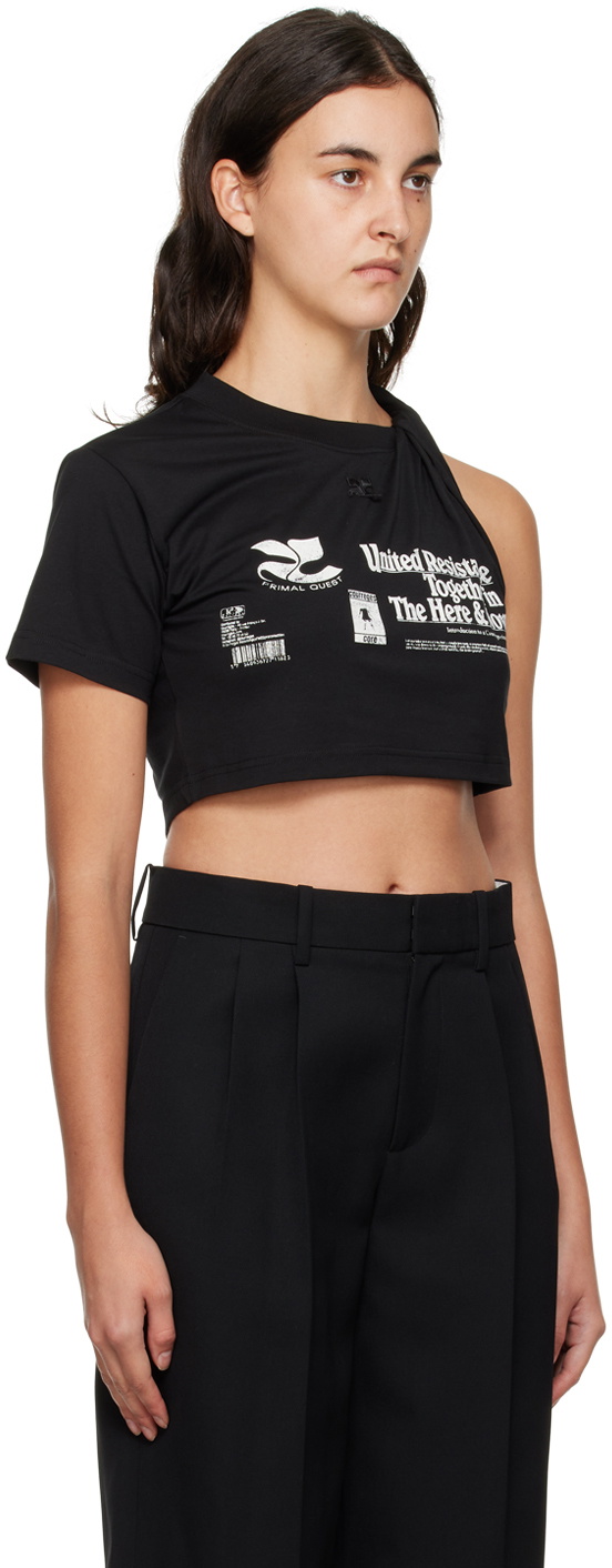 Courrèges Black Cropped T-Shirt Courreges