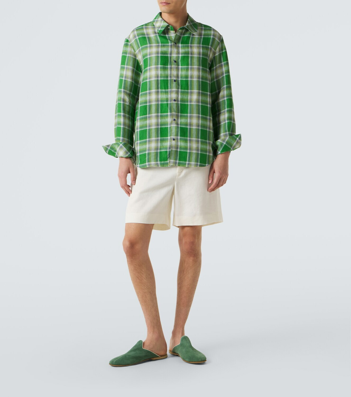 God's True Cashmere Linen shorts with moonstone