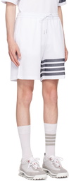 Thom Browne White 4-Bar Shorts