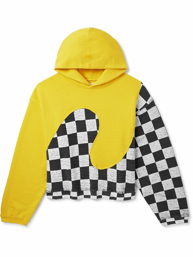 Photo: ERL - Panelled Checkerboard Cotton-Jersey Hoodie - Yellow
