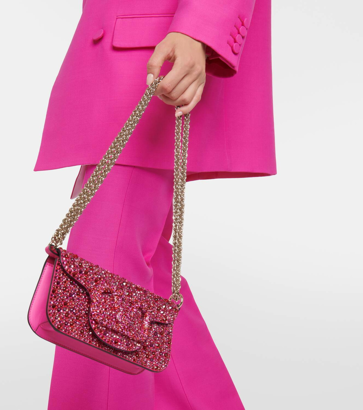 【Valentino】◆Crossbody Shoulder Chain Bag◆Pink◆ Valentino Garavani - Alcove Pink Leather Rockstud Box Bag