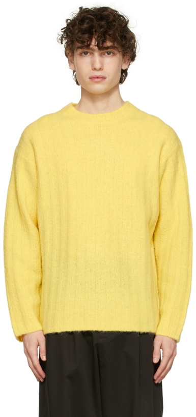 Photo: AURALEE Yellow Wide Rib Knit Crewneck