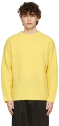 AURALEE Yellow Wide Rib Knit Crewneck