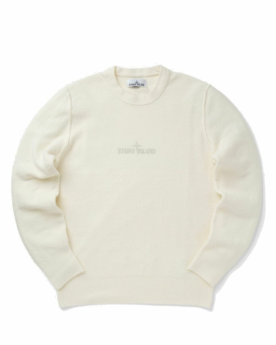 Photo: Stone Island Off White Embroidered Sweater White - Mens - Pullovers